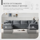Modular Sectional With Deep And Wide Seat, Cloud Couch Set With Double Cushions Sofa With Movable Ottoman