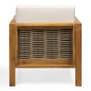 Outdoor 4 Seater Acacia Wood Chat Set With Wicker Accents And Cushions - Teak / Mixed Brown / Beige