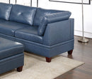Genuine Leather Ink Blue Tufted 6pc Modular Sofa Set 3x Corner Wedge 2x Armless Chair 1x Ottoman Living Room Furniture Sofa Couch