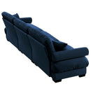 Modern Sectional Sofa With Ottoman, Round Bolster Armrests, Waist And Throw Pillows