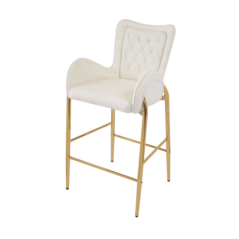 Velvet Fabric Counter Height Bar Stools (Set of 2)