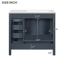 Bathroom Vanity With Ceramic Sink Combo, Abundant Storage Cabinet 2 Soft Close Doors And 5 Drawers