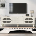 Modern TV Stand For TVs Up To 75" With Fluted Glass Doors
