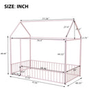 Metal Bed House Bed Frame With Fence