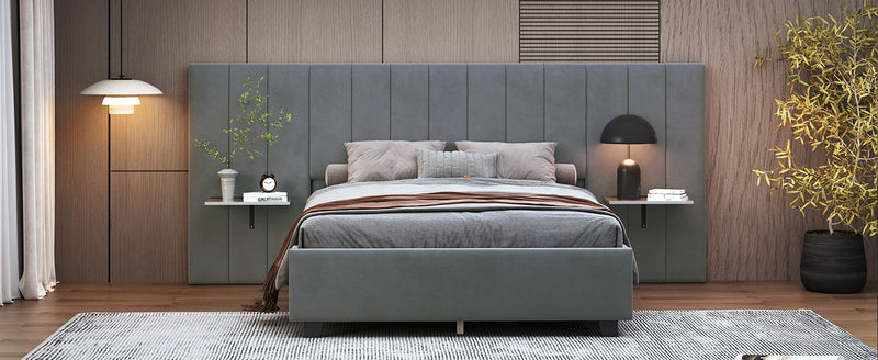 Upholstered Platform Bed With Big Headboard
