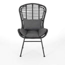 Cowan - Outdoor Wicker And Glass 3 Piece Chat Set With Cushions - Gray