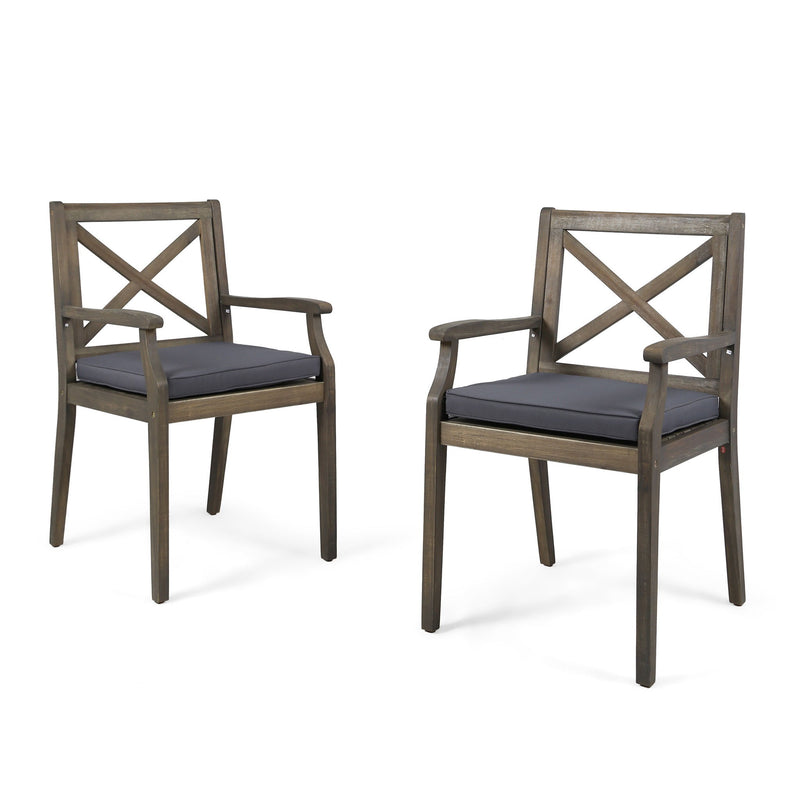 Perla - Dining Chair Set With Cushions 2 Piece - Dark Gray