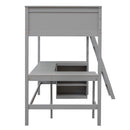 Twin size Loft Bed with Shelves and Desk, Wooden Loft Bed with Desk - Gray(OLD SKU:LT000537AAE)