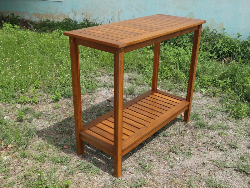 Workstation For Garden Balcony Garage, Acacia Console Potting Table