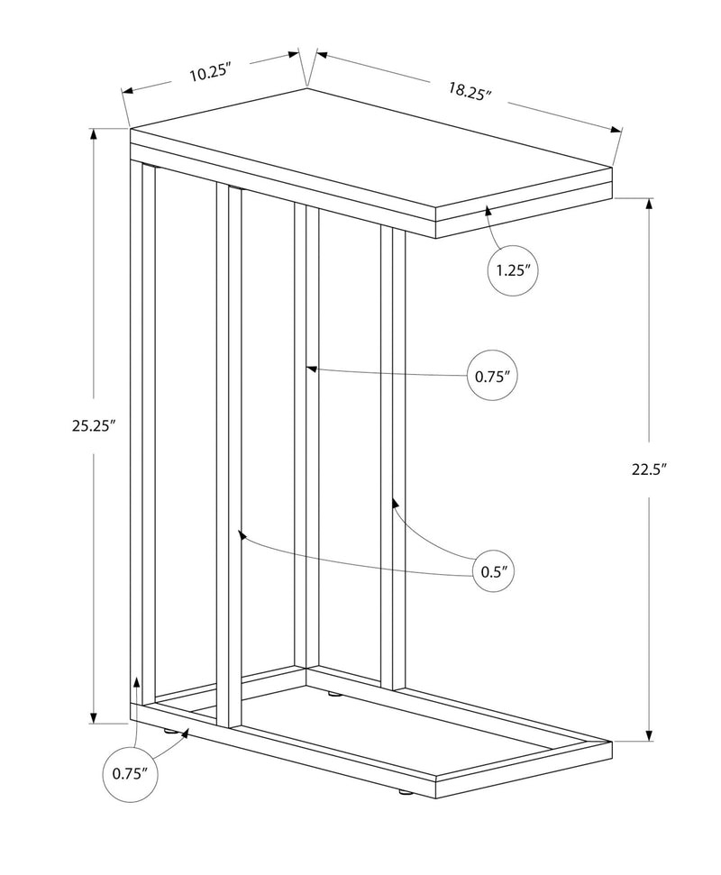 C-Shaped Accent Table Glossy For Living Room