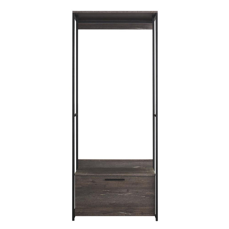 Monica - Wood Walk In Closet System, Modular Design Melamine - Rustic