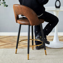 Upholstered Rotatable Bar Chair With Metal Legs For Dining Room