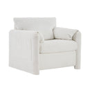 Fixed Modern Accent Chair Single Seater Plush Chenille Lounge Chair With High Resilience Cushion - Ivory White