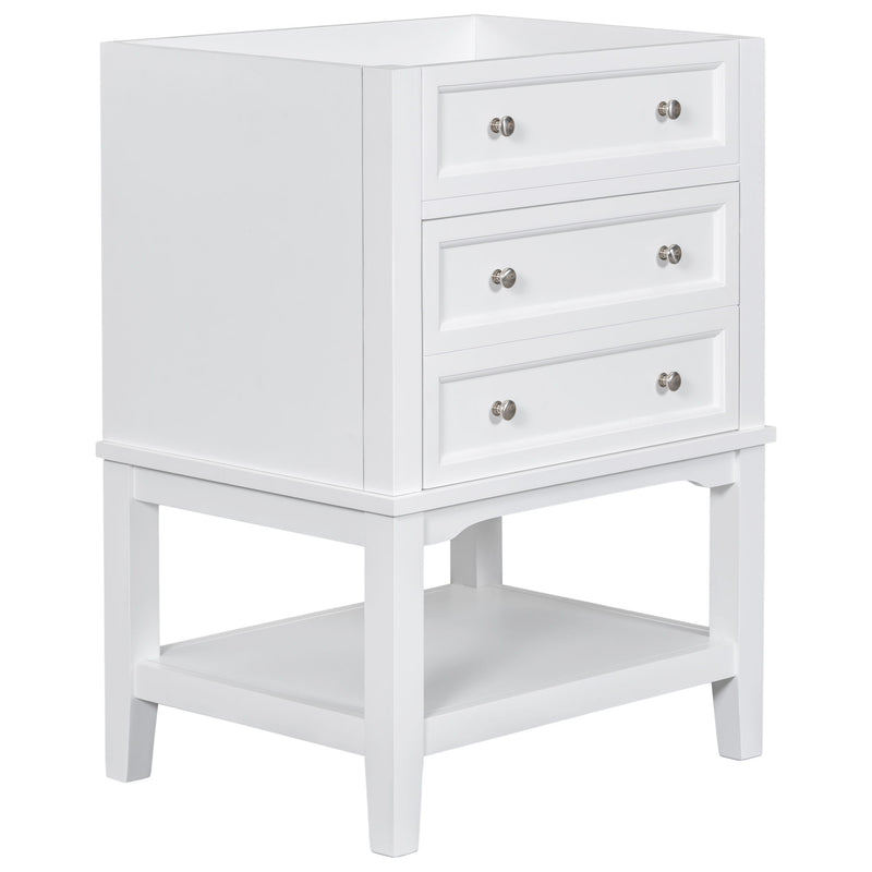 24" Bathroom Vanity Without Sink, Base Only, Storage Cabinet With Drawer And Open Shelf - White