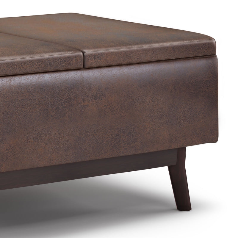 Owen - Tray Top Small Coffee Table Upholstered Storage Ottoman