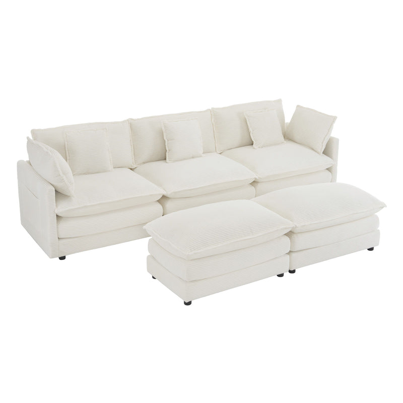 Modern Modular Sectional Sofa With Side Storage Pockets For Living Room