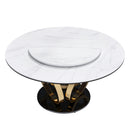 Round Dining Table With 360° Smooth Lazy Susan Stain / Heat - Gold / Black / White