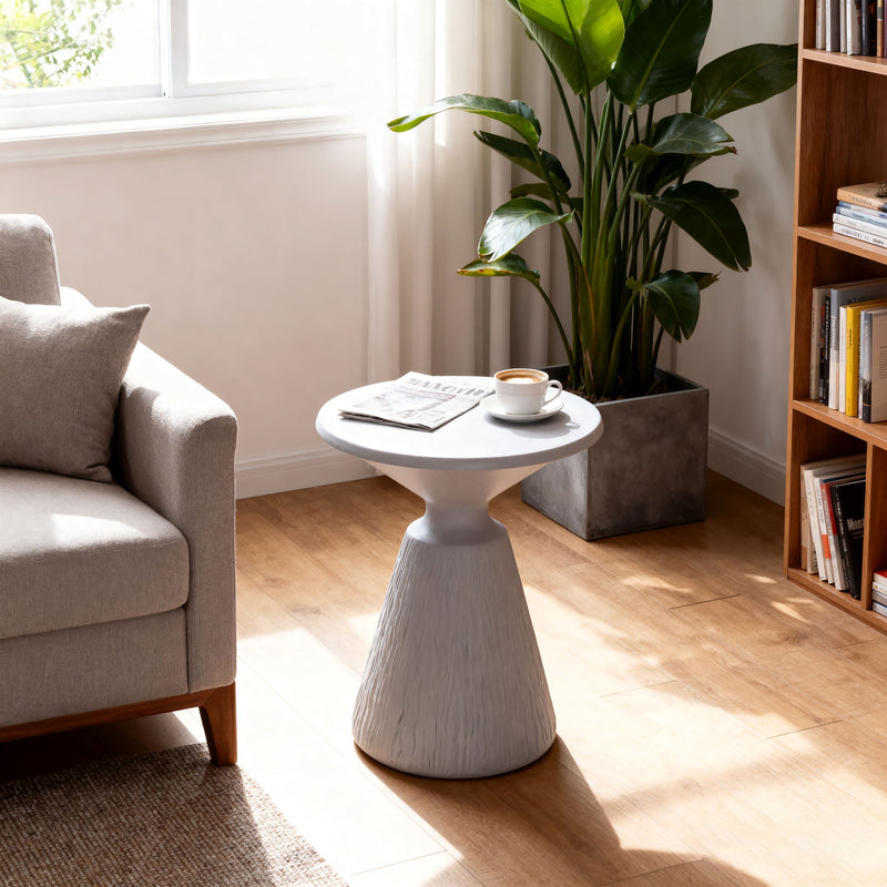 Outdoor End Table, Round Garden Stool - Aqua Grey