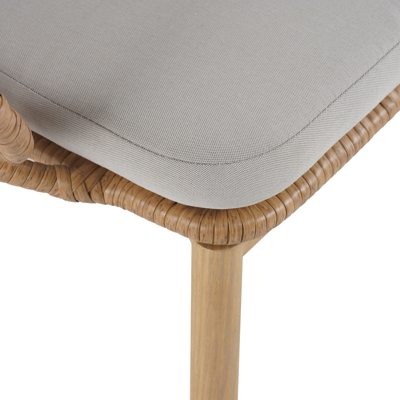 Kirk - Outdoor Wicker Peacock Shape Papasan Style Chair, Teak Finished Leg (Set of 2) - Beige / Light Brown / Light Teak