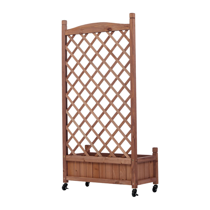 Raised Garden Bed With Trellis 2 Pack, Outdoor Planter Box & Plant Stand With Climbing Racks - Brown