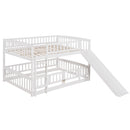 Low Bunk Bed With Slide, Fence And Ladder