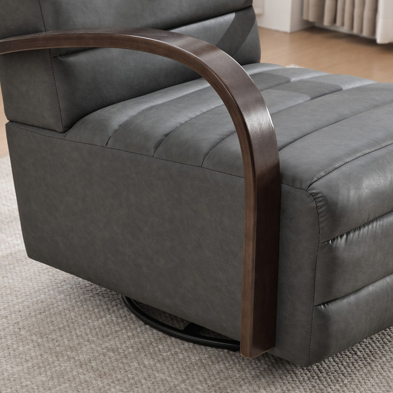 360° Swivel Accent Chair With Armrests, Comfy Lounge Reading Chair - Gray