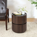 Elegant Italian High Grade Double Layer Storage Round Side Table - Brown / Black