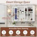 Wall-Mounted Mirror Cabinet With Adjustable Shelf And Open Shelves