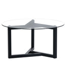 Round Glass Coffee Table Modern Cocktail Table