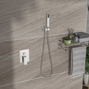 Modern Dual Shower Head System With 16" Ceiling Mount Finish, Stainless Steel And Brass