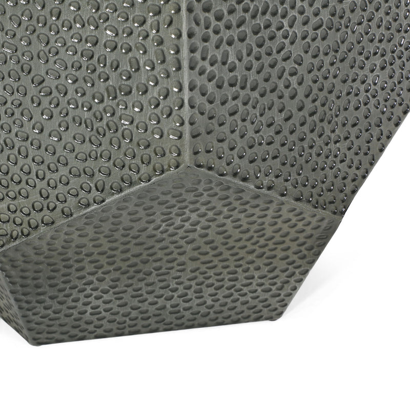 Modern Hammered Iron Geometric End Table