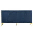 Modern 4 Door Sideboard With Creative Carved Surface And Adjustable Shelves