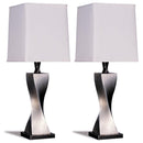 Keene - Tapered Shade Table Lamp Silver (Set of 2) - Distressed Silver - Atlantic Fine Furniture Inc