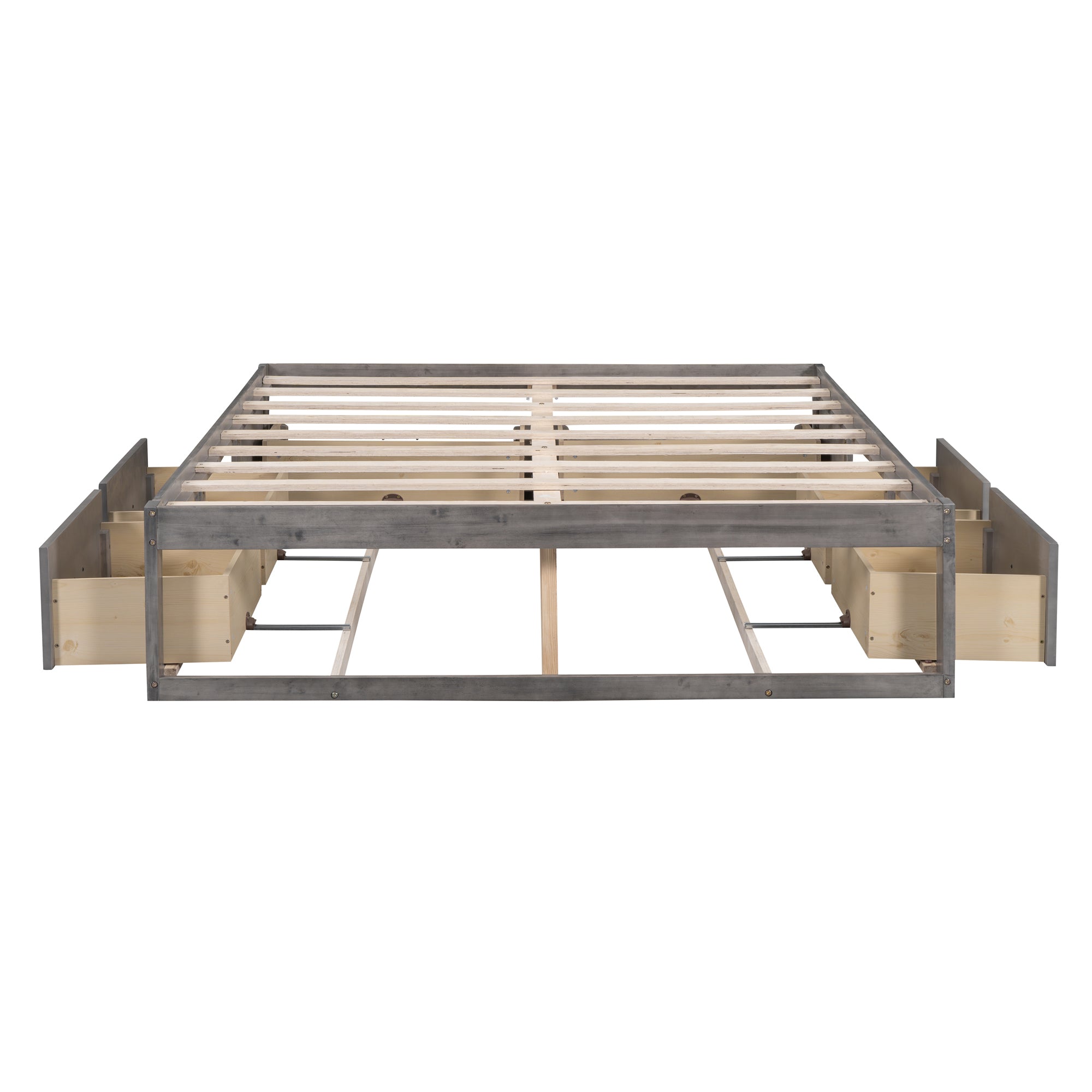 Queen Size Platform Bed with 6 Storage Drawers,Antique Gray - Atlantic Fine Furniture Melbourne FL