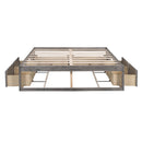 Queen Size Platform Bed with 6 Storage Drawers,Antique Gray