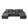 Contemporary U Shaped Sofa With Console And Cupholders