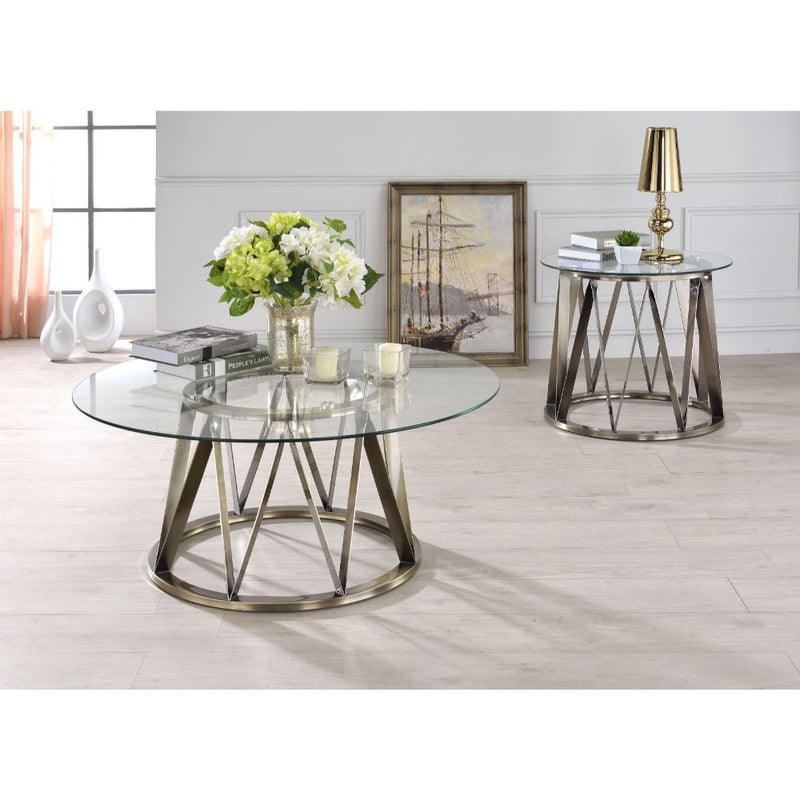 Perjan - Coffee Table - Antique Brass & Clear Glass