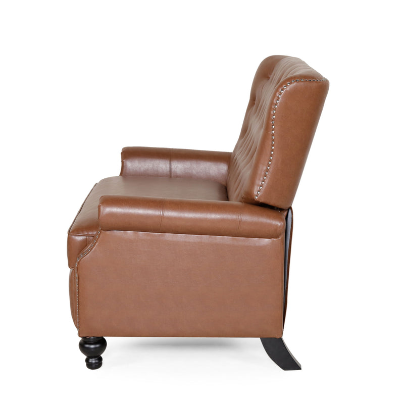 Oversize Faux Leather Recliner Chair - Light Brown