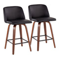 Toriano - Mid Century Modern Fixed Height Counter Stool & Square Footrest (Set of 2)