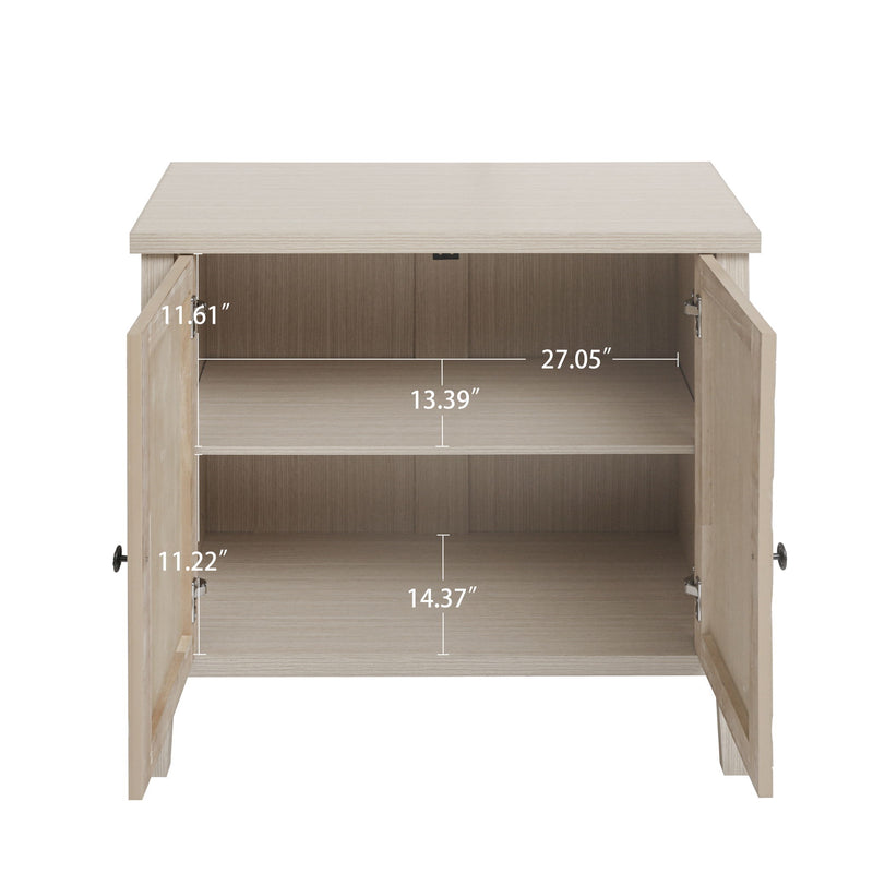 2 Door Carved Storage Cabinet With Adjustable Shelf, Accent Furniture