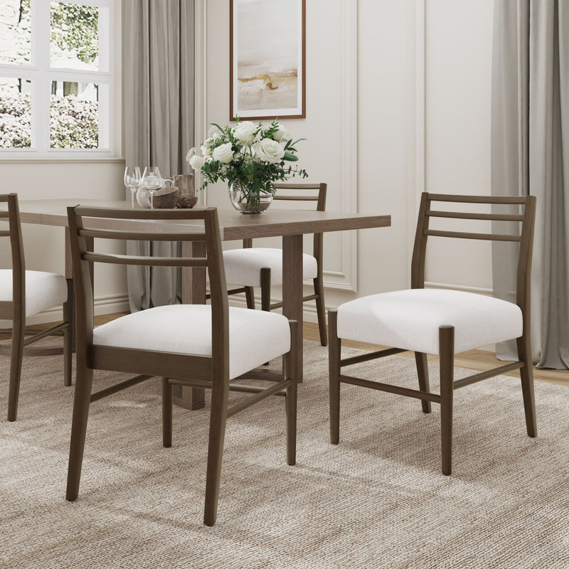 Farmhouse Style Dining Chair Set With Ladder Back Design