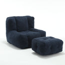 Modern Indoor Fluffy Bean Bag Chair With Memory Foam And Ottoman, Super Soft