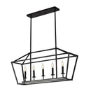 5 Light Farmhouse Kitchen Island Lighting, 5 Light Industrial Linear Chandelier For Dining Room Metal Hanging Pendant Light Fixture For Bedroom Living Room Hallway Conference Room - Matte Black