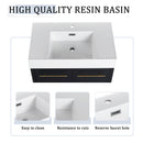 Modern Wall Mounted Bathroom Vanity With Thick Edge Resin Sink And Storage Rack