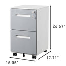3 Drawer Mobile Locking File Cabinet, Rolling Filing Cabinet For Letter / A4 Size With 5 Wheels - Gray