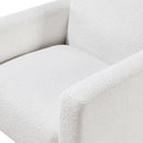 Caius - Modern Arm Chair With Boucle And Wooden Legs - White