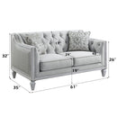 Katia - Loveseat - Light Gray Linen & Weathered White Finish - Atlantic Fine Furniture Inc