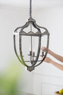 4 Light Metal Chandelier, Hanging Light Fixture With Adjustable Chain For Kitchen, Bulb Not Included - Gray