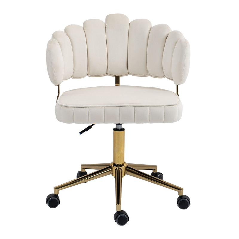 Modern Velvet Home Office Desk Chair With Adjustable Height And Swivel Wheels