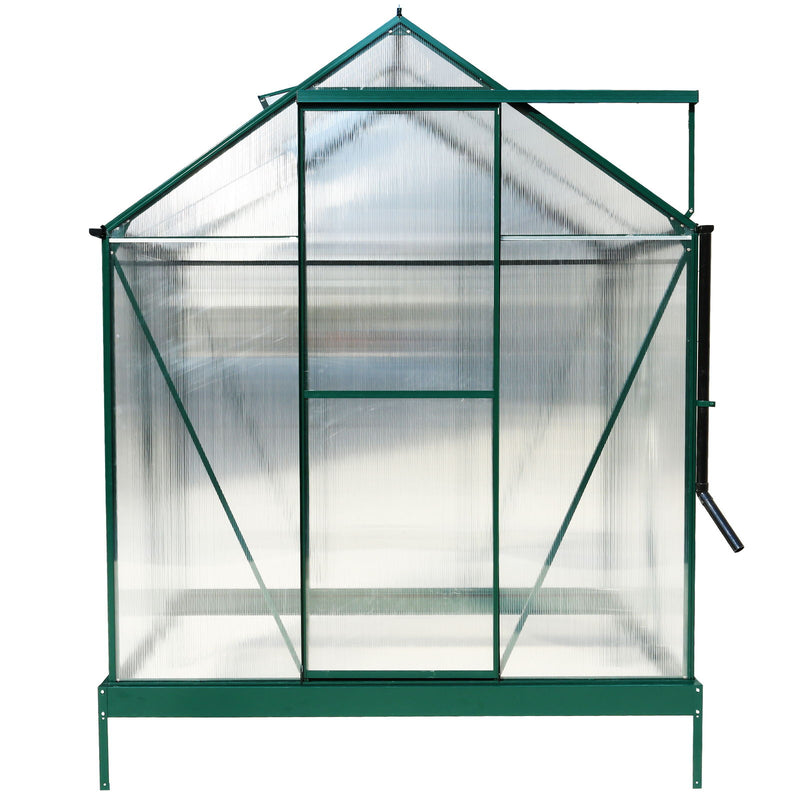 Polycarbonate Greenhouse, Heavy Duty Outdoor Aluminum Walk-In Green House Kit With Rain Gutter, Vent And Door For Backyard Garden